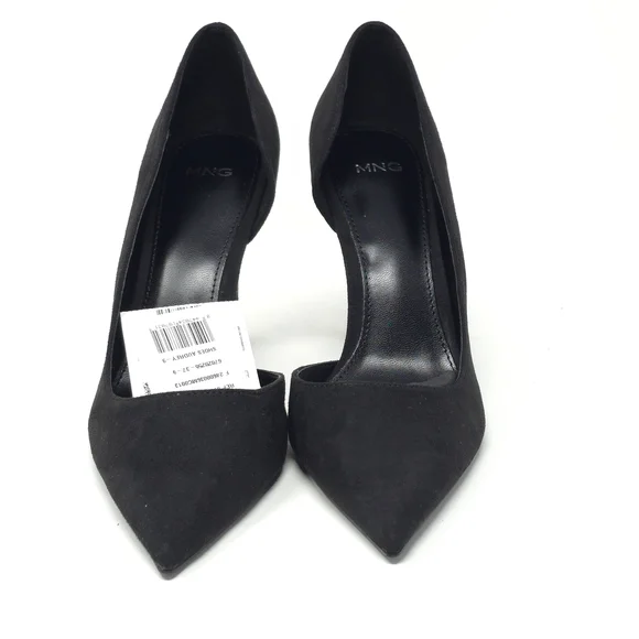 Mango Audrey Black Suede Pointed Toe Stiletto Pumps Size EU 37 / US 9.5M - Picture 3 of 11